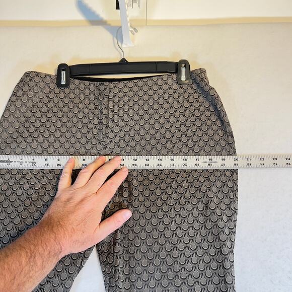 Alfani Ankle Pants Woman's 10 (9" Rise) Brown Geometric Tear Drops Elastic Waist - Picture 8 of 14